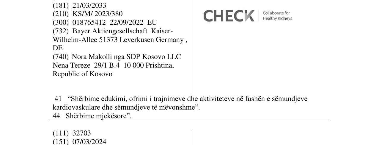 Zëri i markës CHECK në buletin