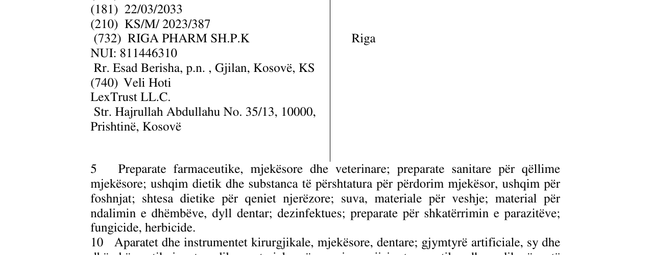 Zëri i markës Riga në buletin