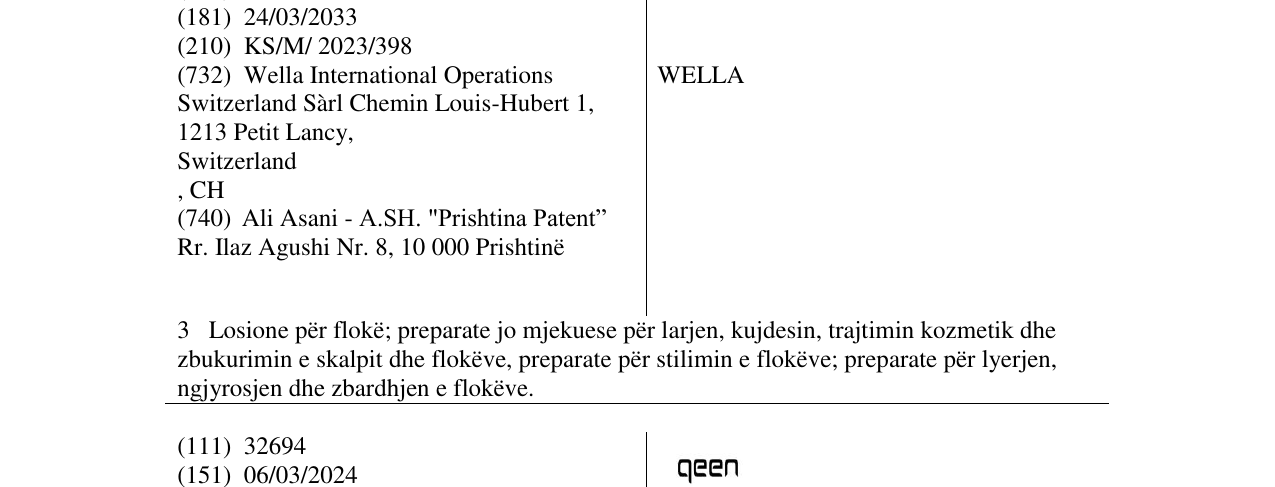 Zëri i markës WELLA në buletin