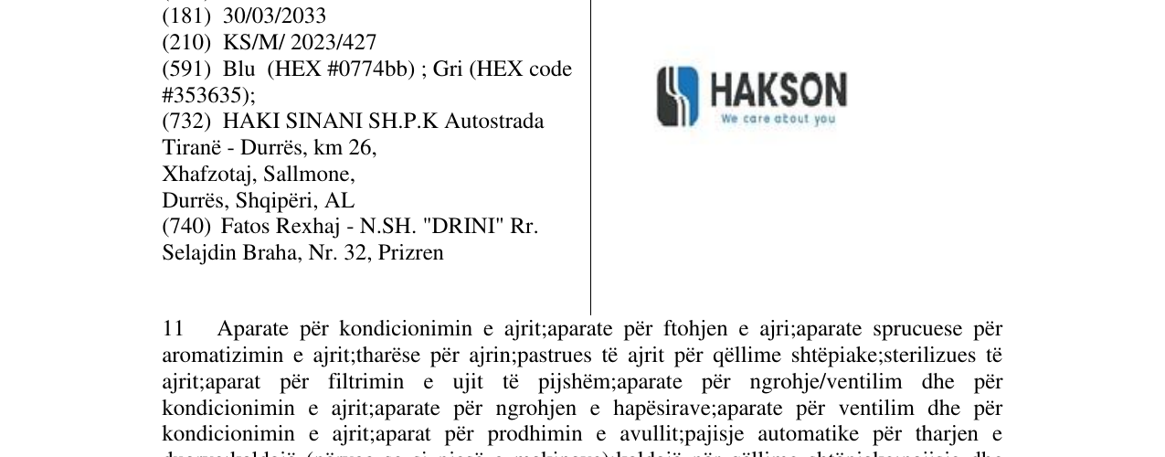 Zëri i markës HAKSON në buletin