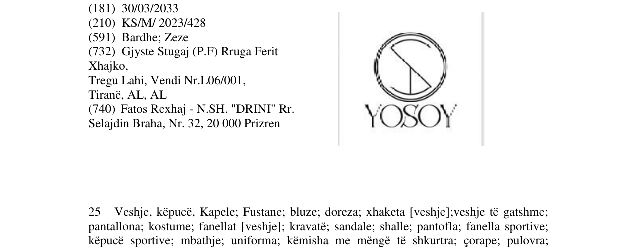 Zëri i markës YOSOY në buletin