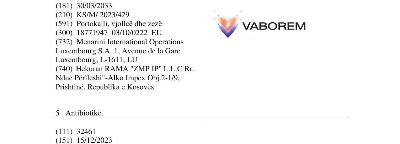 Zëri i markës VABOREM në buletin