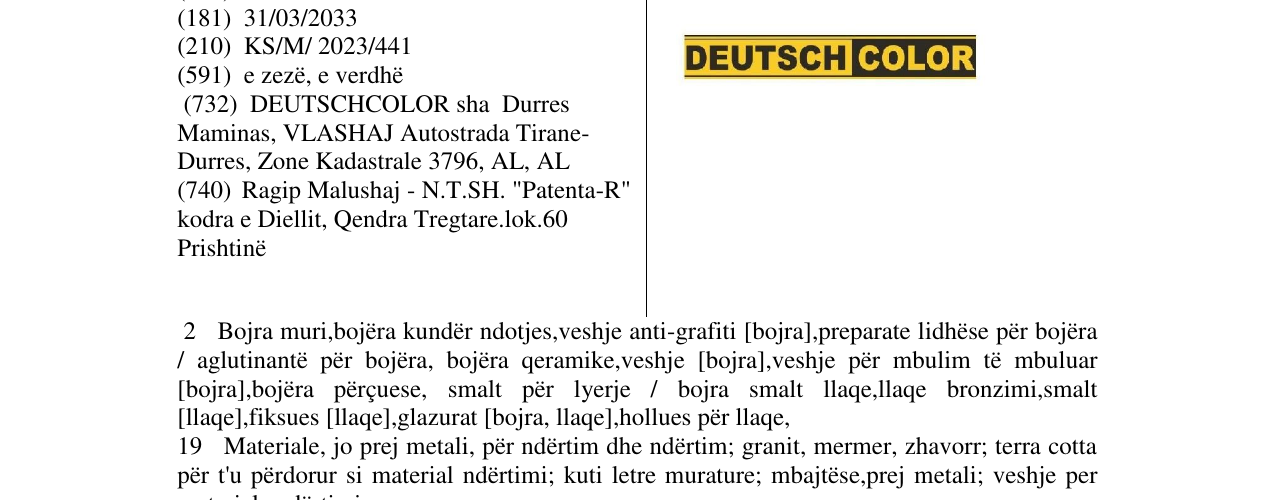 Zëri i markës DEUTSCHCOLOR në buletin