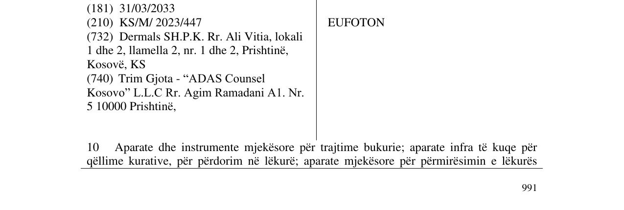 Zëri i markës EUFOTON në buletin