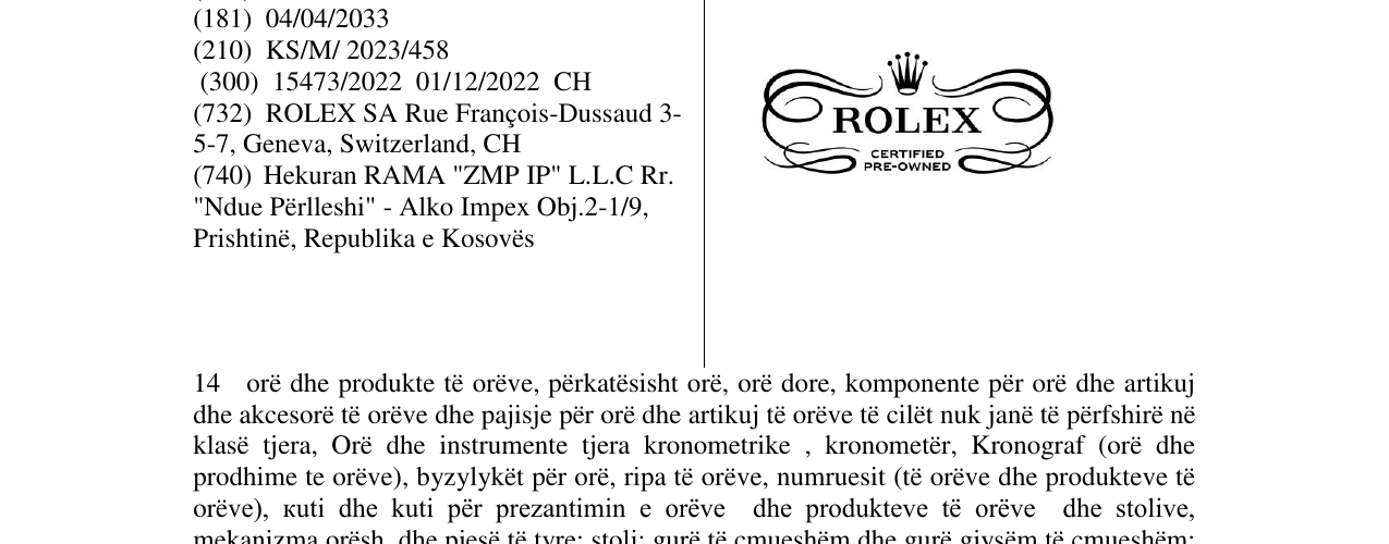 Zëri i markës ROLEX CERTIFIED PRE-OWNED në buletin