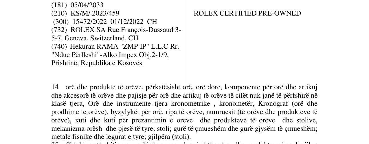 Zëri i markës ROLEX CERTIFIED PRE-OWNED në buletin