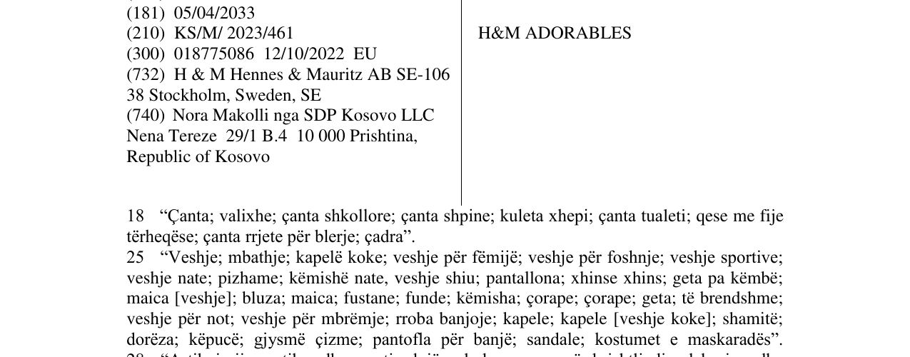 Zëri i markës H&M ADORABLES në buletin