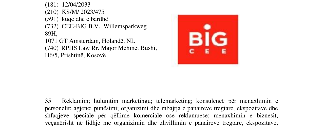 Zëri i markës BIG CEE në buletin