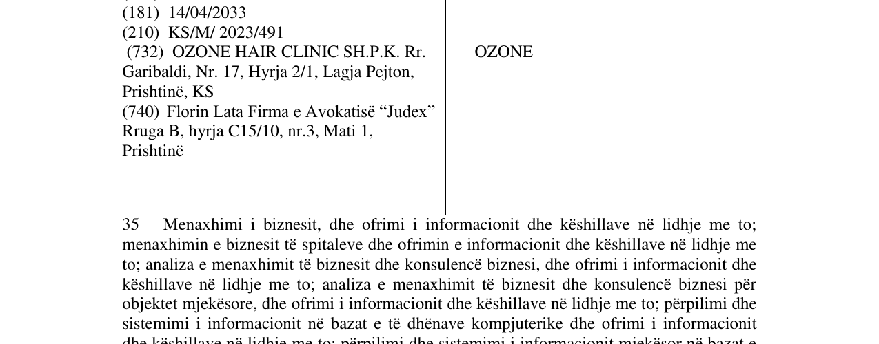 Zëri i markës OZONE në buletin