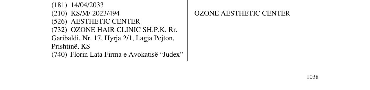 Zëri i markës OZONE AESTHETIC CENTER në buletin