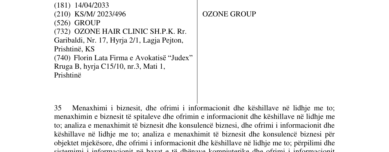 Zëri i markës OZONE GROUP në buletin