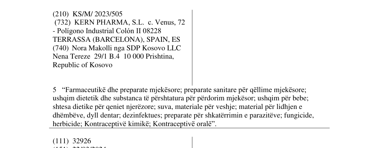 Zëri i markës GYNERING në buletin