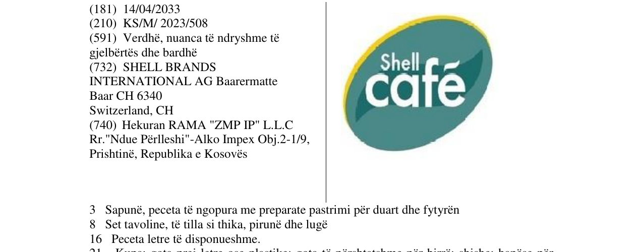 Zëri i markës shell cafe në buletin