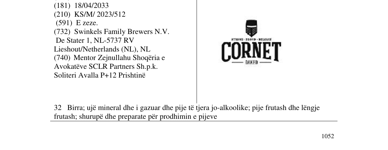 Zëri i markës CORNET në buletin