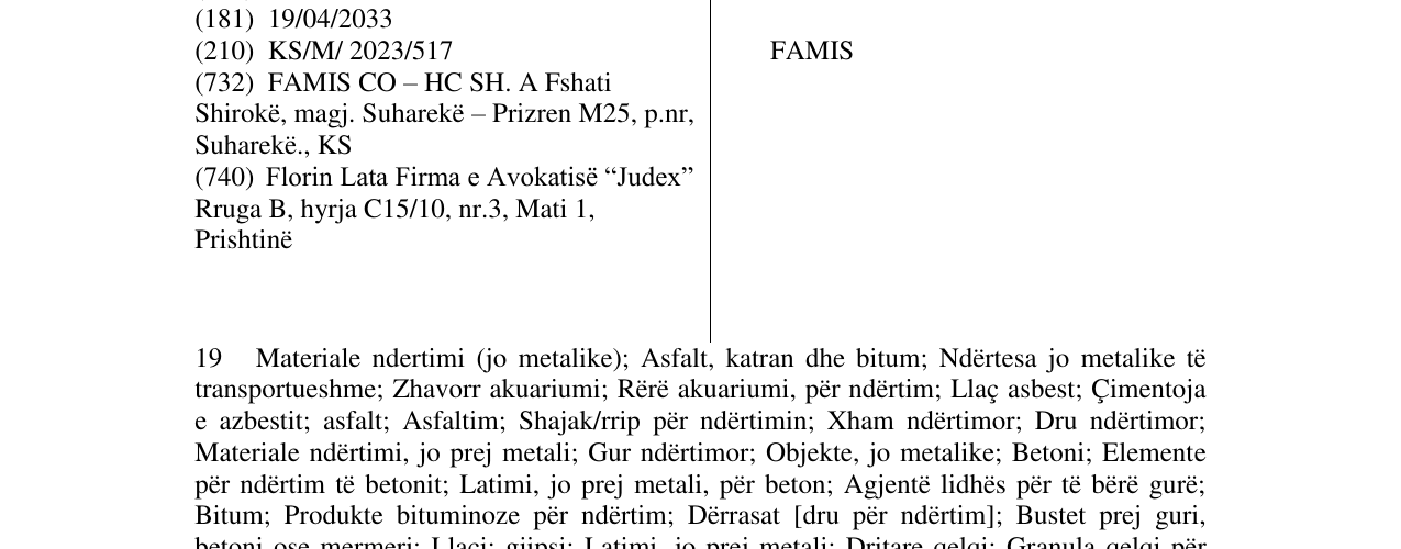 Zëri i markës FAMIS në buletin