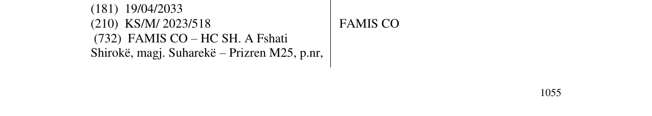 Zëri i markës FAMIS CO në buletin