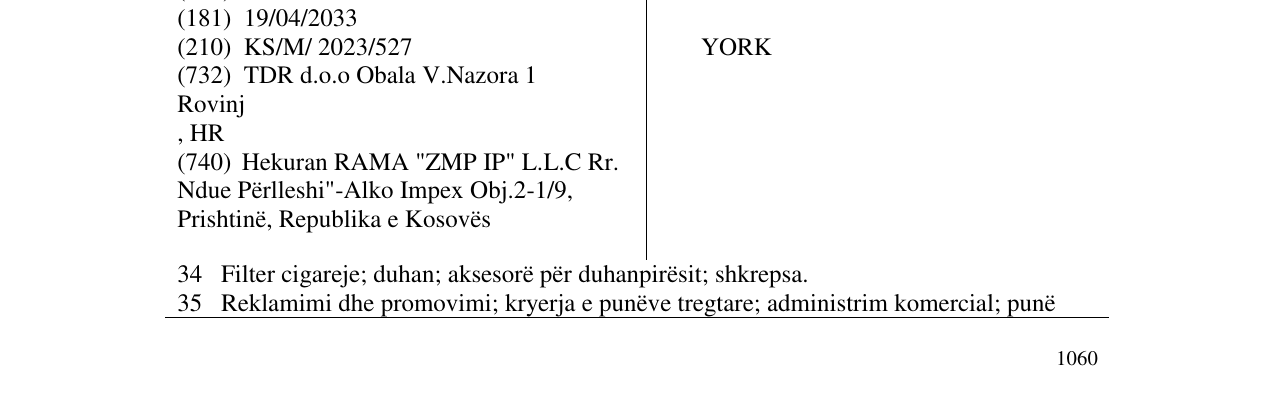 Zëri i markës YORK në buletin
