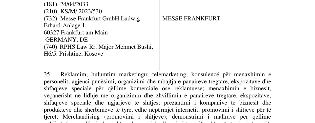 Zëri i markës MESSE FRANKFURT në buletin
