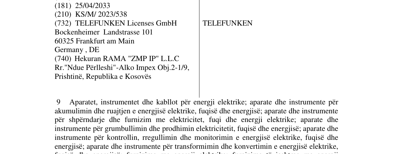 Zëri i markës TELEFUNKEN në buletin