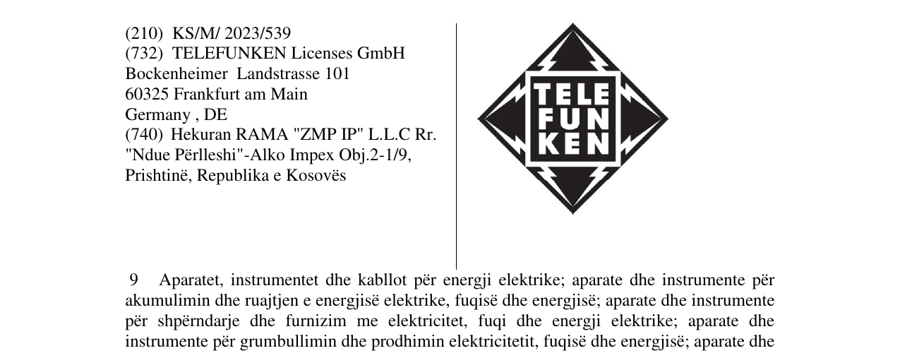 Zëri i markës TELEFUNKEN në buletin