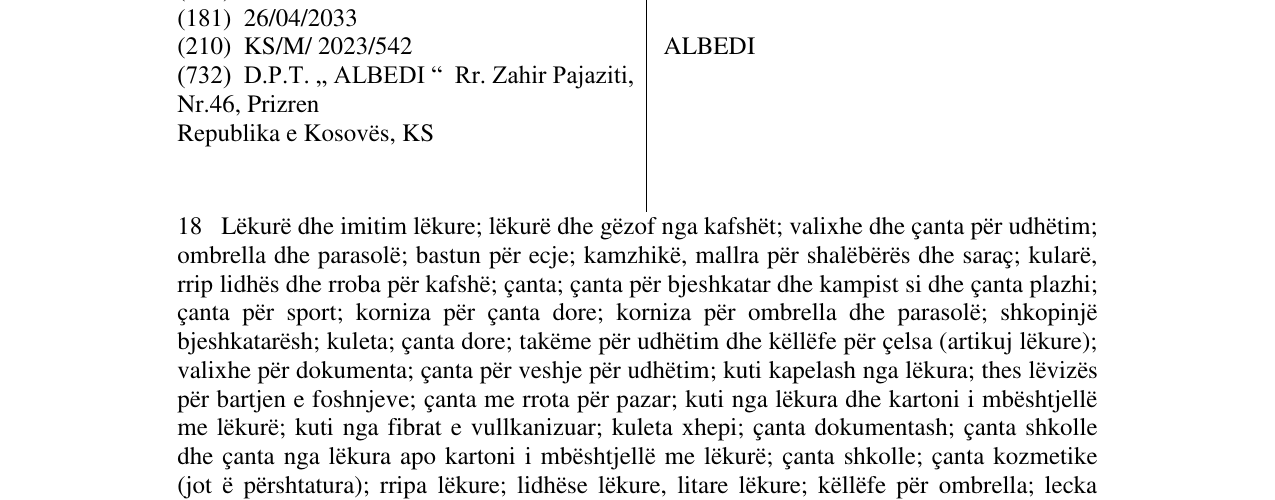 Zëri i markës ALBEDI në buletin