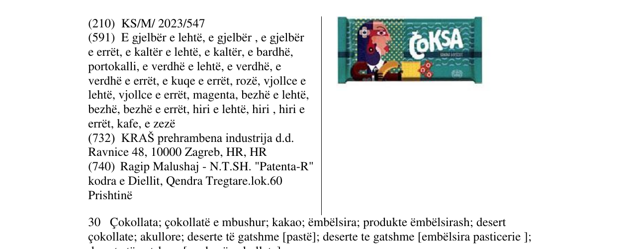 Zëri i markës COKSA në buletin