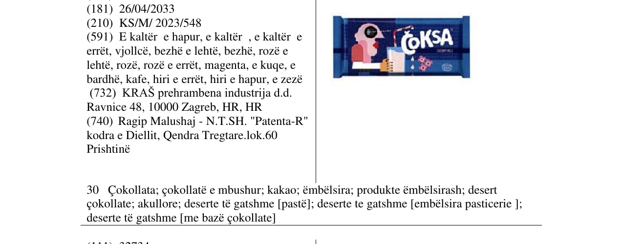 Zëri i markës COKSA në buletin
