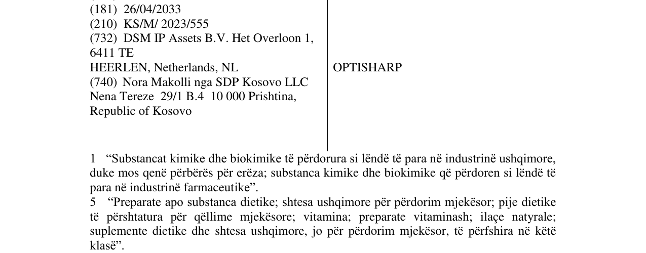 Zëri i markës OPTISHARP në buletin