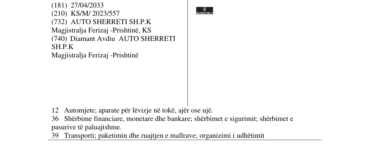 Zëri i markës SHERRETI në buletin