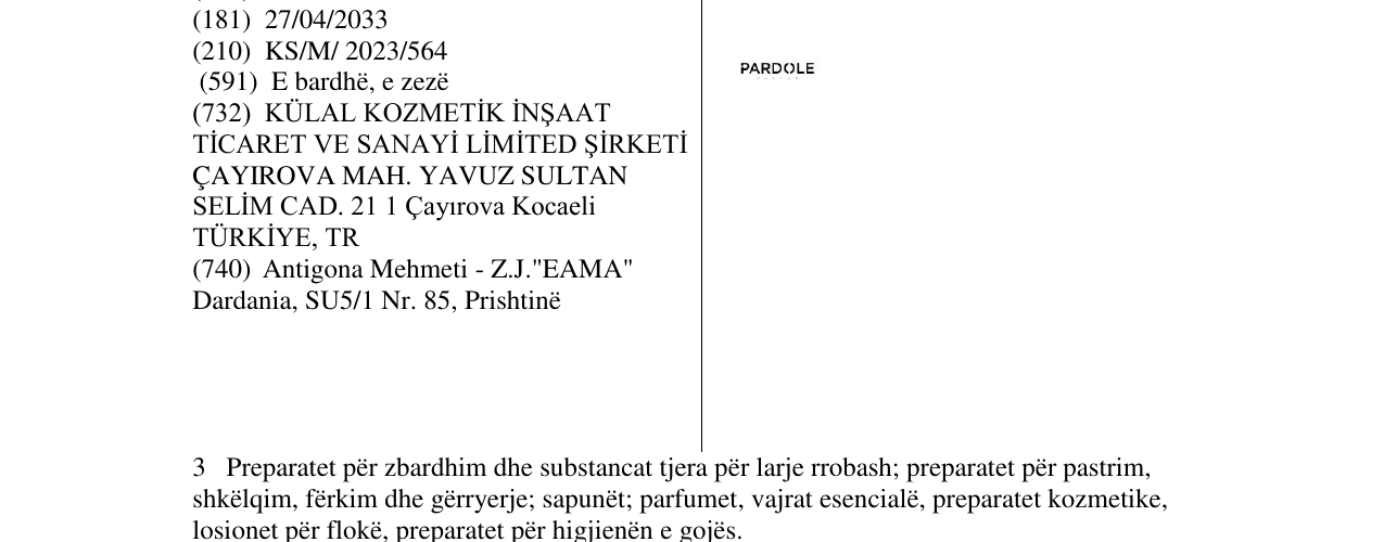 Zëri i markës pardole në buletin