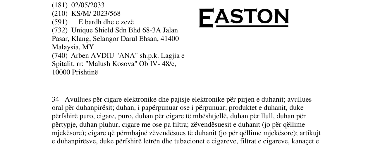 Zëri i markës EASTON në buletin
