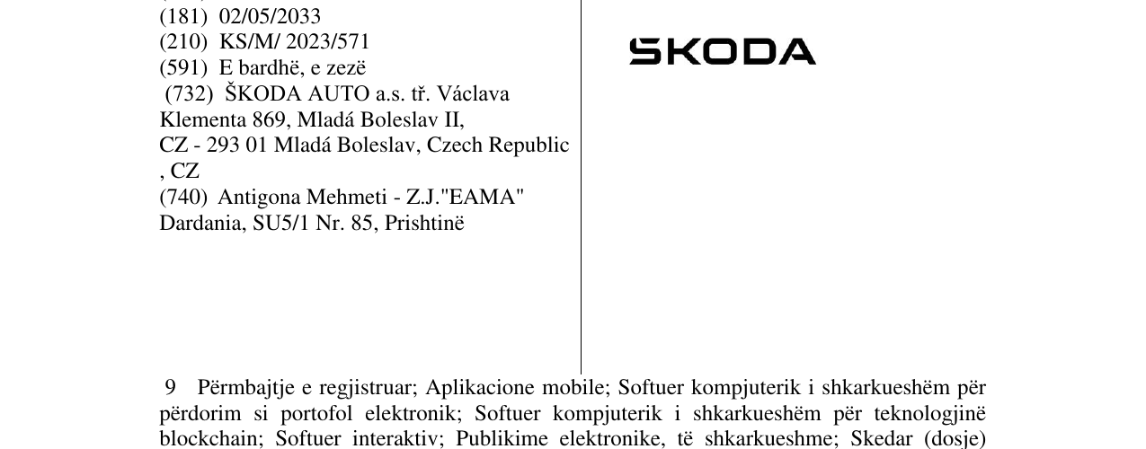 Zëri i markës SKODA në buletin