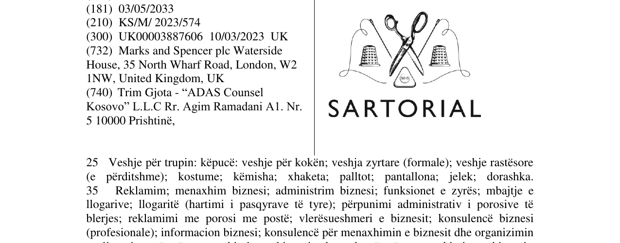 Zëri i markës SARTORIAL në buletin