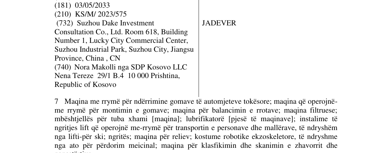 Zëri i markës JADEVER në buletin