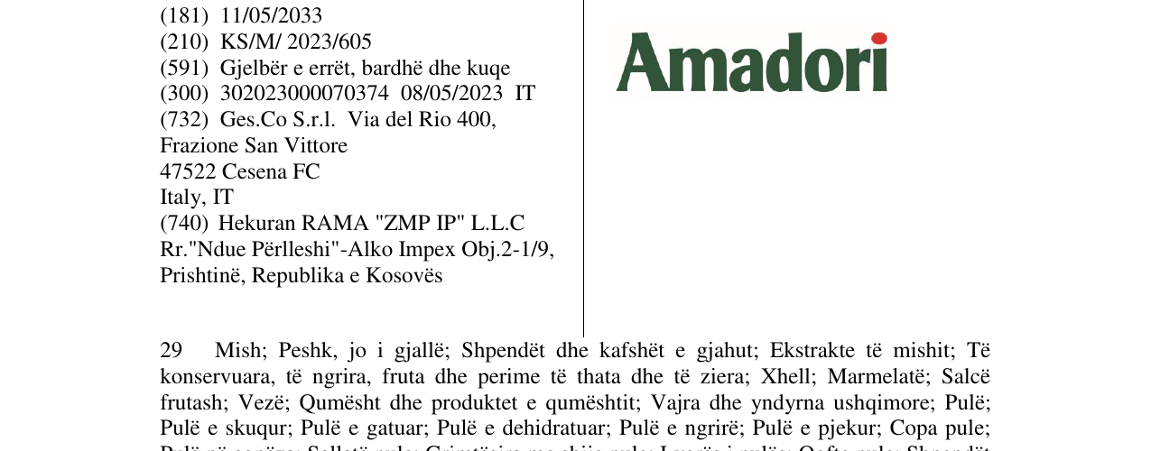Zëri i markës AMADORI në buletin
