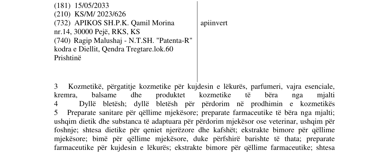 Zëri i markës apiinvert në buletin