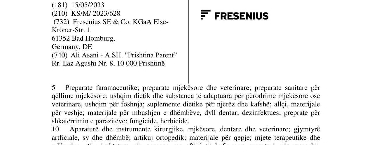 Zëri i markës FRESENIUS në buletin