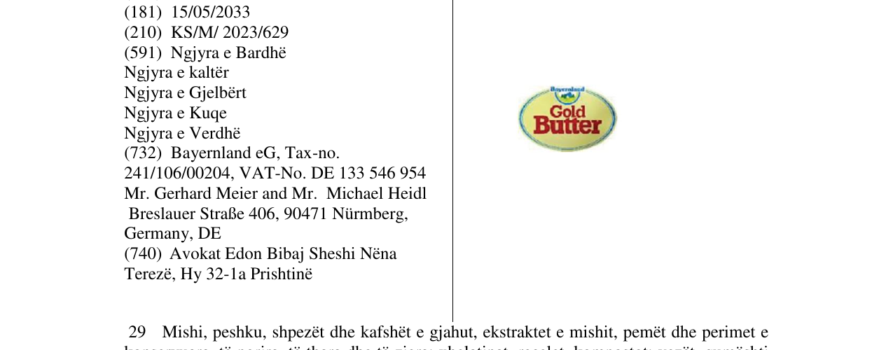 Zëri i markës Gold Butter në buletin
