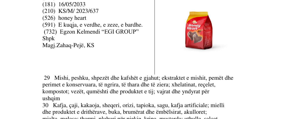 Zëri i markës honey heart në buletin