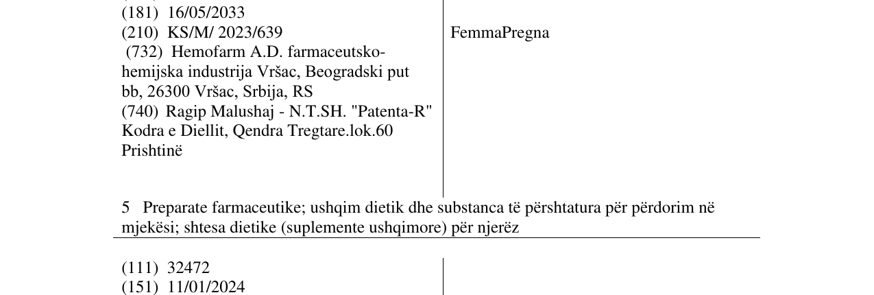Zëri i markës FemmaPregna në buletin