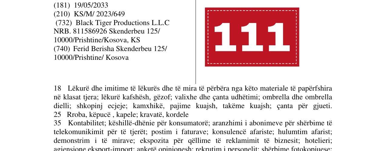 Zëri i markës 111 në buletin