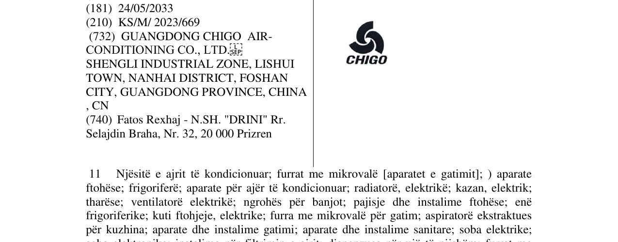 Zëri i markës CHIGO në buletin