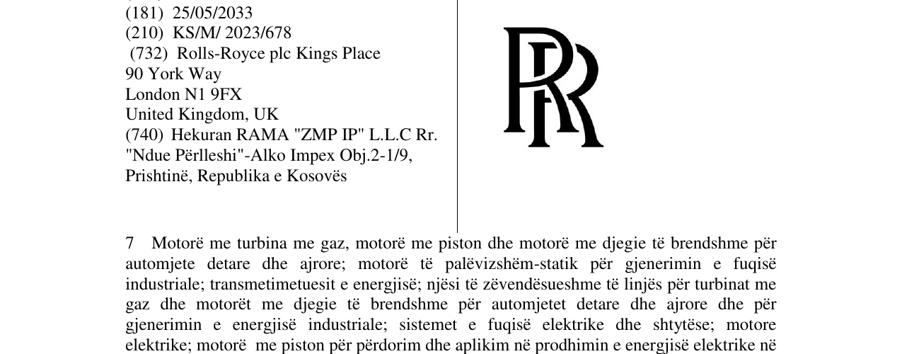 Zëri i markës ROLLS-ROYCE në buletin