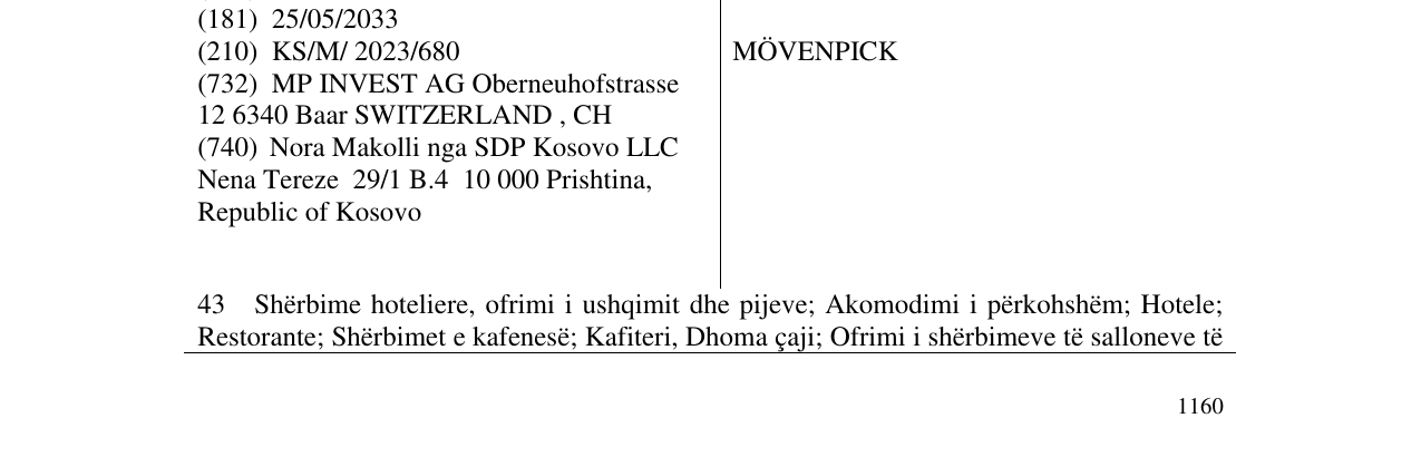 Zëri i markës MÖVENPICK në buletin