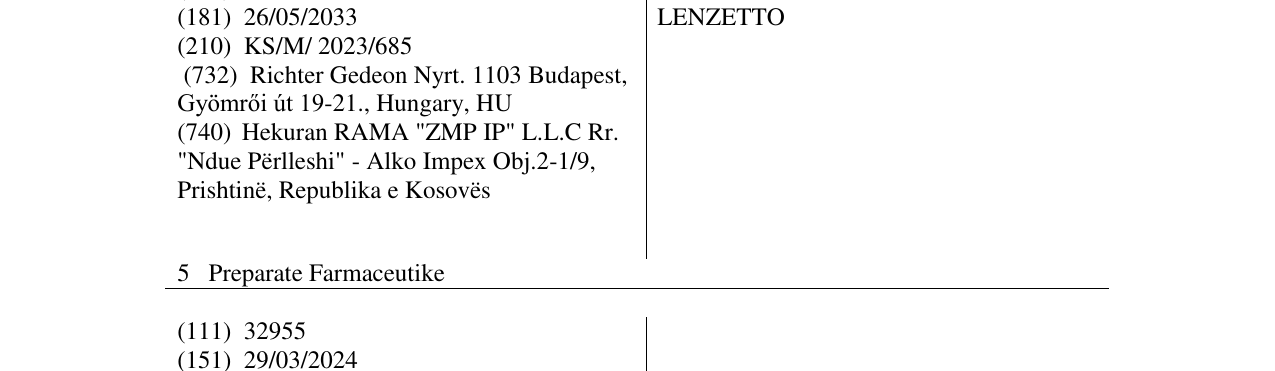 Zëri i markës LENZETTO në buletin