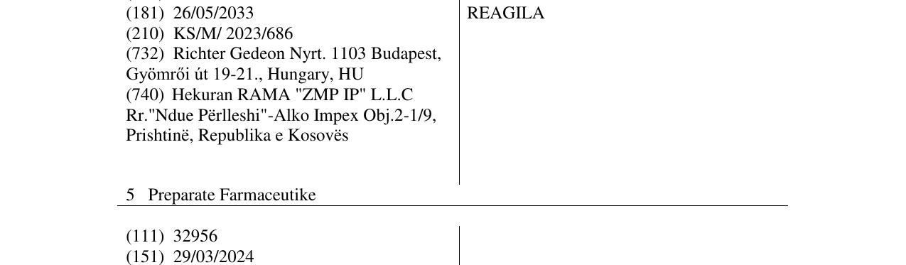 Zëri i markës REAGILA në buletin