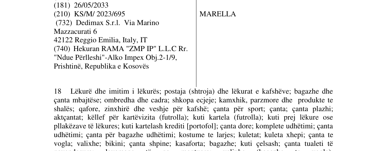 Zëri i markës MARELLA në buletin