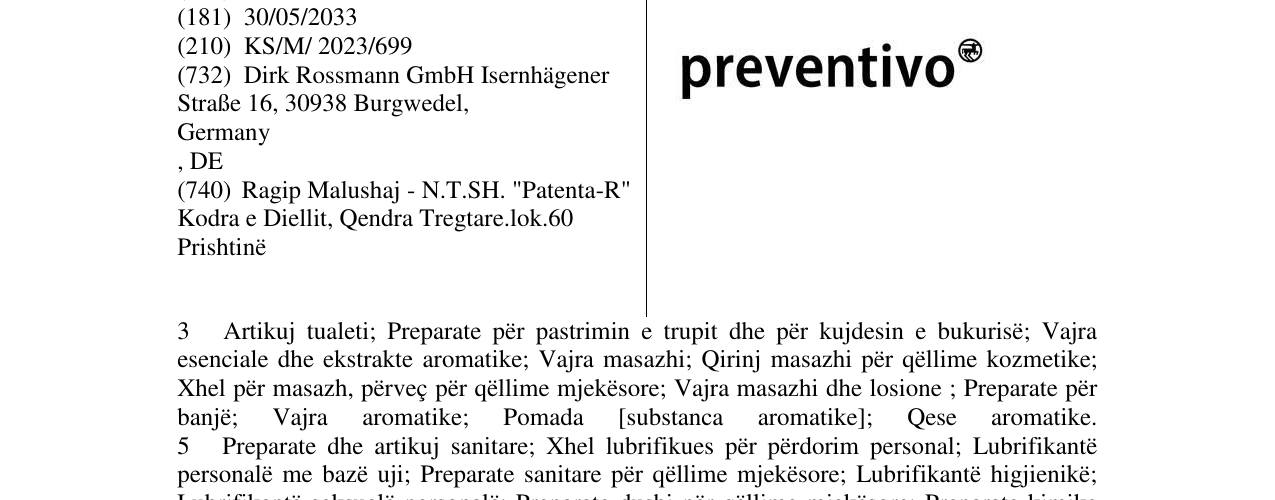 Zëri i markës PREVENTIVO në buletin