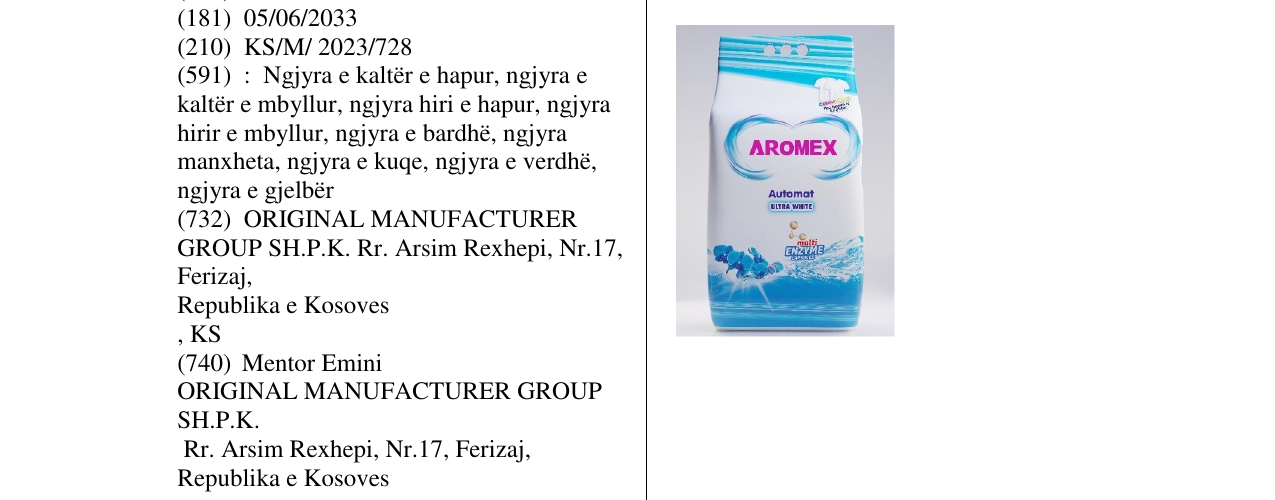 Zëri i markës AROMEX në buletin