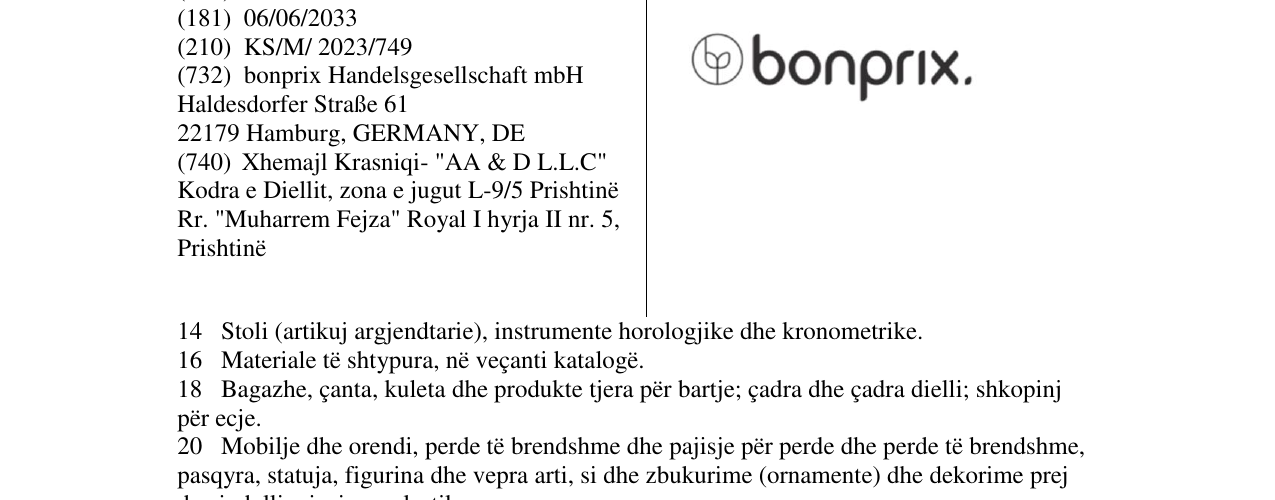 Zëri i markës bonprix në buletin